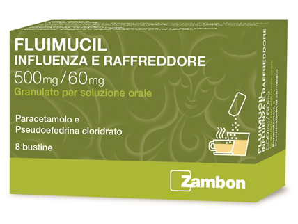 Image of Fluimucil Influenza e Raffreddore 500 mg/60 mg Granulato 8 Bustine