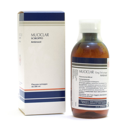 Image of Muciclar Sciroppo 15 mg/5 ml Ambroxolo cloridrato Tosse 200 ml