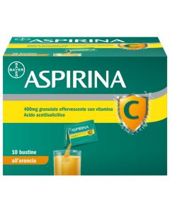 Aspirina C per Influenza, Raffreddore e Febbre con Vitamina C, 10 Bustine Arancia