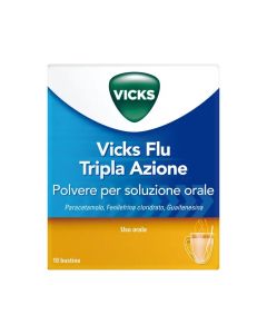 Vicks Flu Tripla Azione Polvere Paracetamolo Influenza 10 Buste