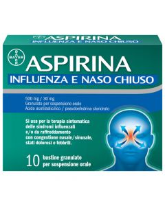 Aspirina Influenza e Naso Chiuso Antidolorifico Antinfiammatorio Decongestionante 10 Buste
