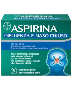 Aspirina Influenza e Naso Chiuso Antidolorifico Antinfiammatorio Decongestionante 20 Buste