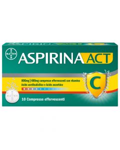 AspirinaACT 800 Mg/480 Mg 10 Compresse Effervescenti Con Vitamina C