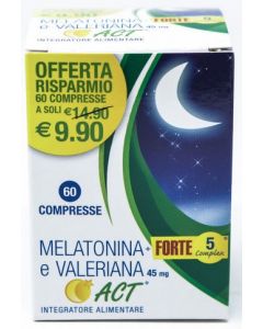 Melatonina Act + Forte 5 Complex e Valeriana Integratore per il Sonno 60 compresse