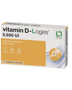Vitamin D-Loges 5.600 UI Integratore Vitamina D 15 Gelatine Masticabili