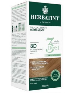 Herbatint Tintura Capelli Gel Permanente 3Dosi 8D Biondo Chiaro Dorato 300 ml