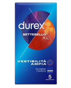 Durex Settebello Extralarge Profilattico Vestibilità Ampia 5 Pezzi