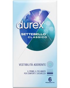 Durex Settebello Classico Profilattico Trasparente Lubrificato 6 Pezzi
