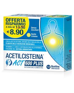 Acetilcisteina Act 600 Plus 12 Bustine