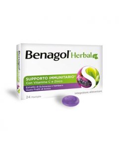 Benagol Herbal per il Sistema Immunitario Integratore Gusto Frutti Di Bosco 24 Pastiglie