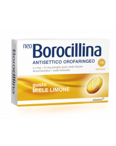 Neo Borocillina Antisettico Orofaringeo 6,4mg + 52mg Limone e Miele 16 Pastiglie
