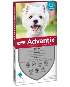 Advantix Spot On Cani dai 4 ai 10 kg 6 Pipette